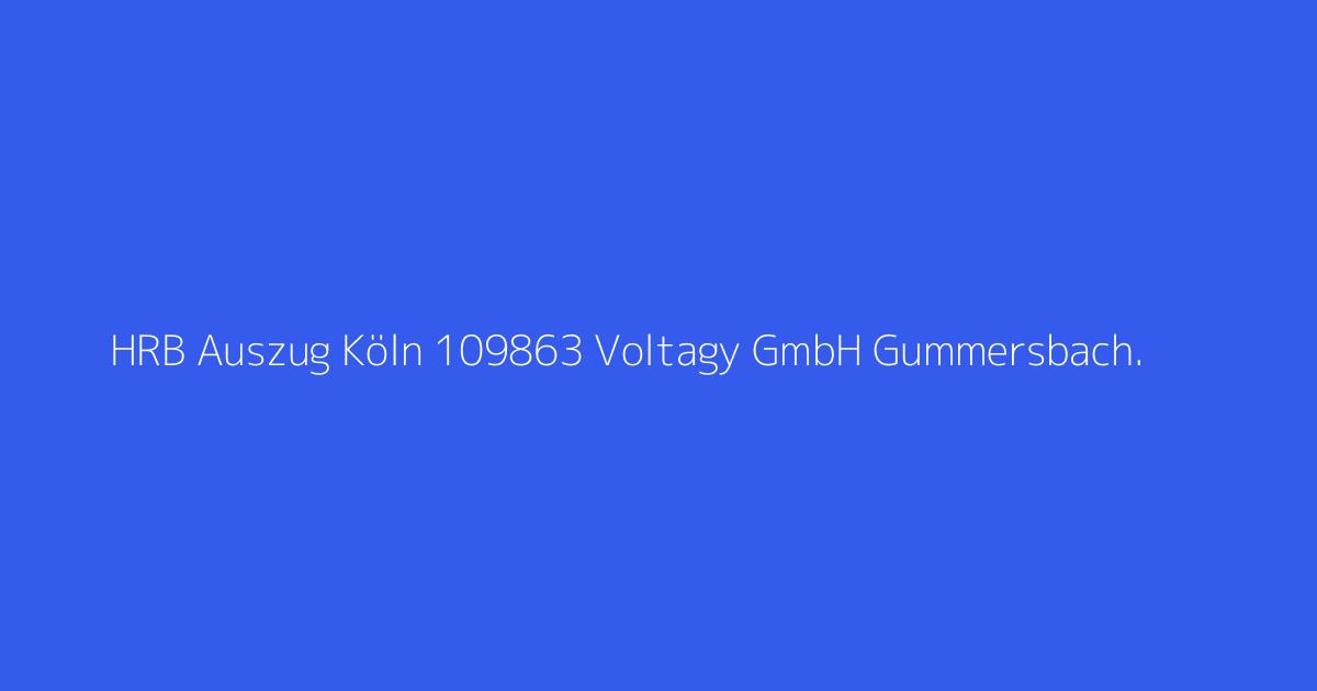 HRB Auszug Köln 109863 Voltagy GmbH Gummersbach.